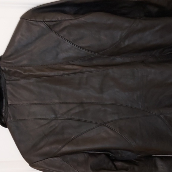 Women's Whet Blu Soft Supple Leather Black Trench Coat Size Medium - Picture 4 of 9